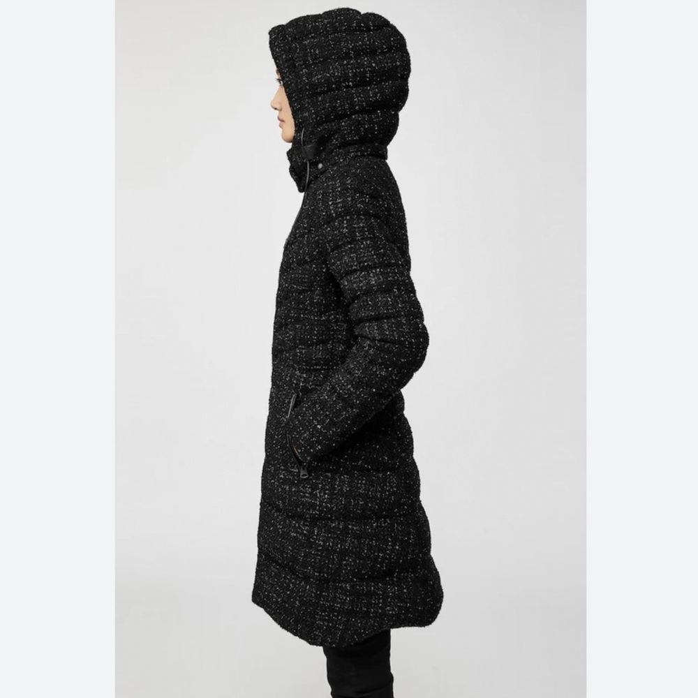 Mackage Lara Down Coat With Removable Hood Black Glitter Women's XS​